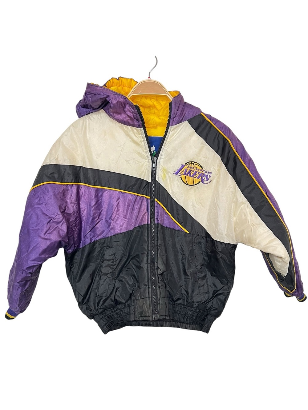 Fan Gear Los Angeles Lakers Colorblock Hooded Windbreaker Purple Black Vintage